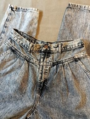 Rare Vintage 80s Acid Wash High Waist Pleated Jeans 14 Waist 28" USA Touche